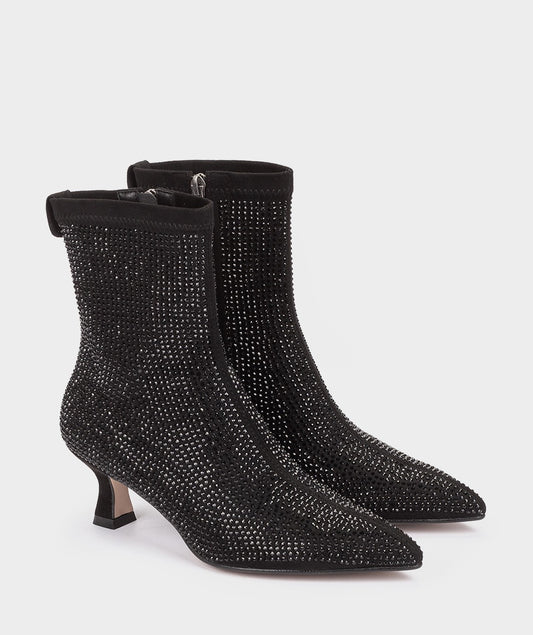 Lavalette Black Ankle Boots with Rhinestones 25423