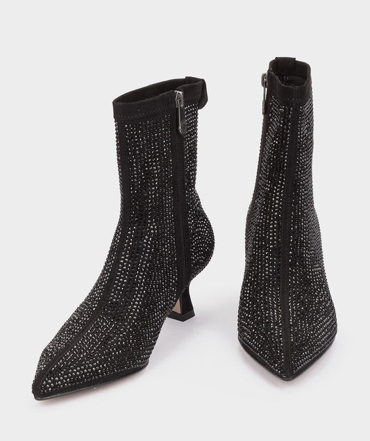 Lavalette Black Ankle Boots with Rhinestones 25423