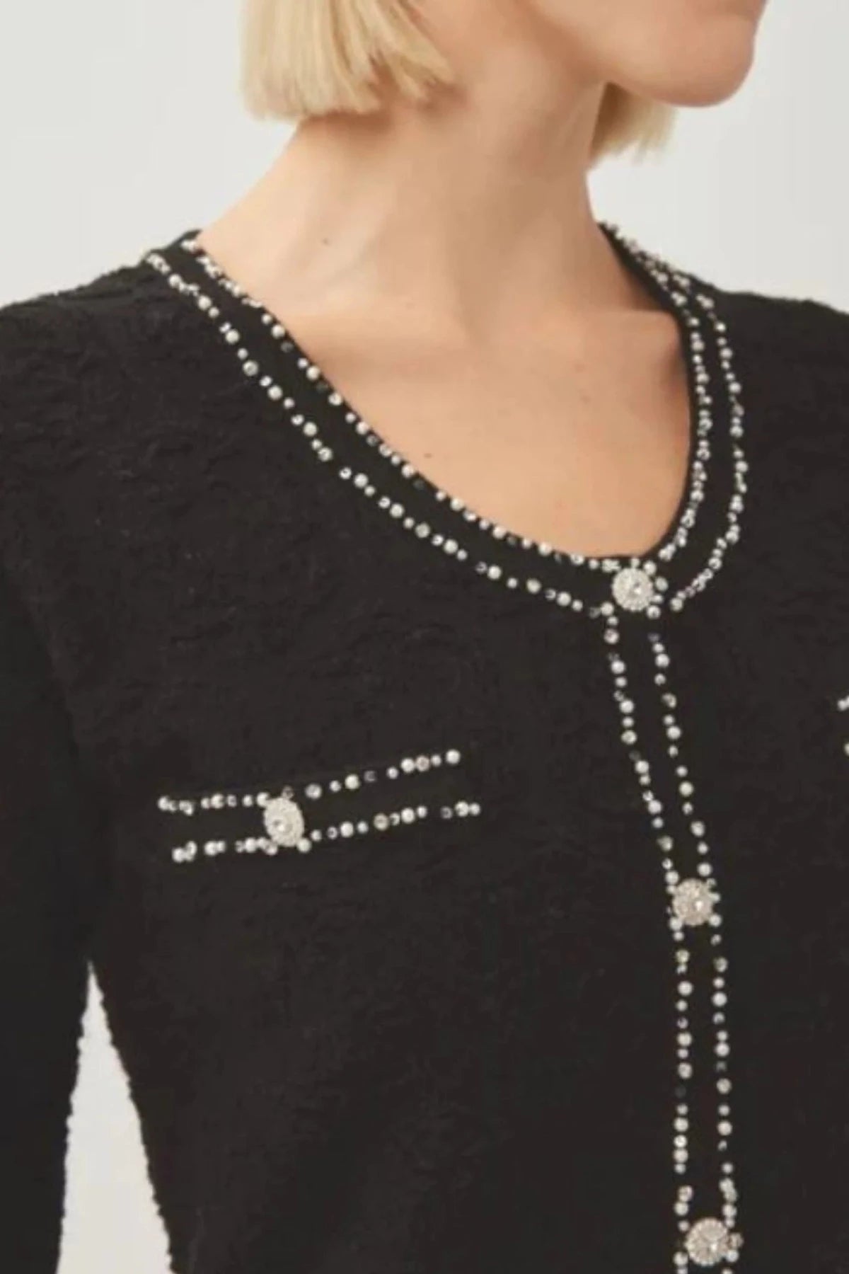Knitted Dress with Diamanté & Pearl Details - Lucindas on-line