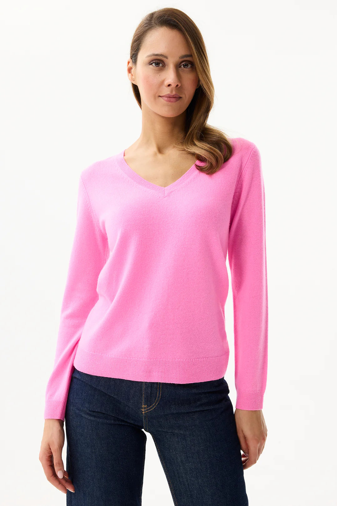 Leo & Ugo Bright Pink V-Neck Jumper Lucindas