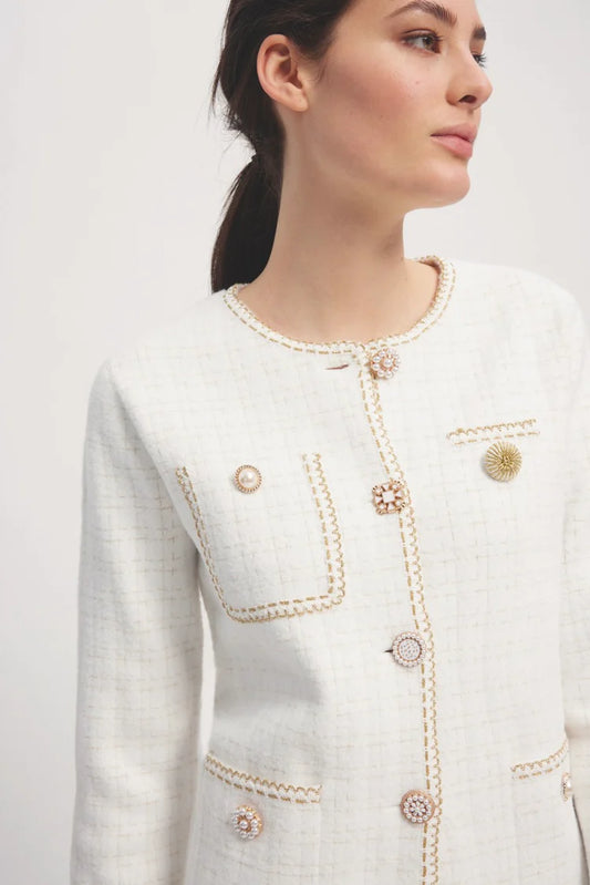 Offwhite Jacket with Gold Accents RH800