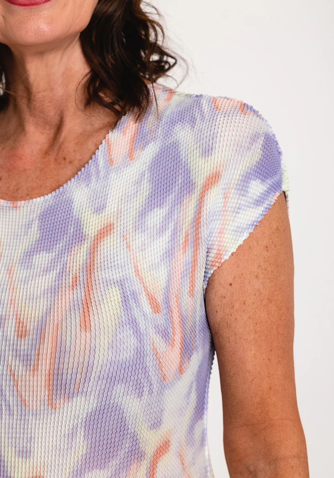 Lilac Waffled Stretch Plisse Top