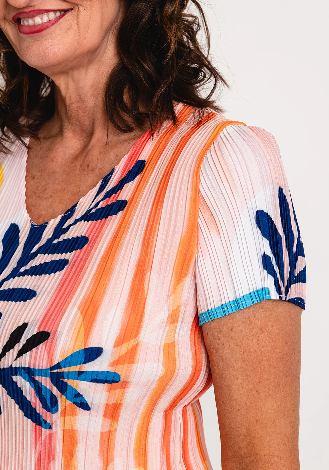 Coral Print Pleated Top YE353