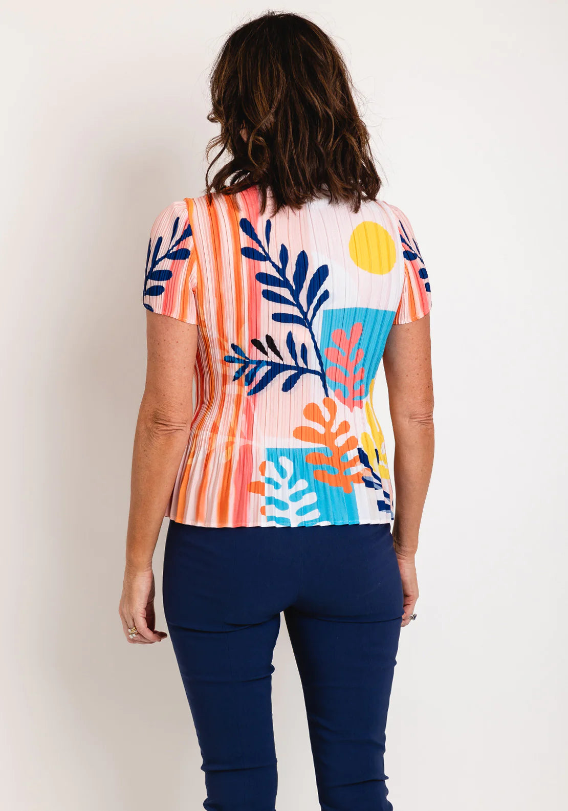 Coral Print Pleated Top YE353