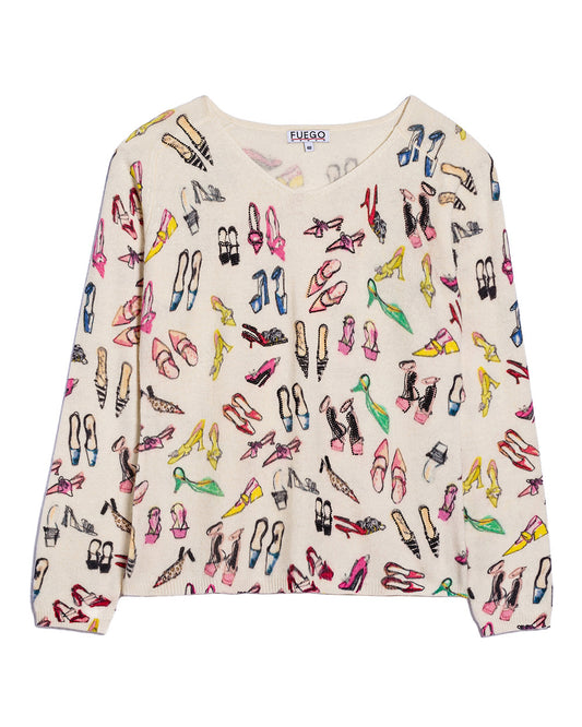 Shoe Motif Wool Mix Jumper