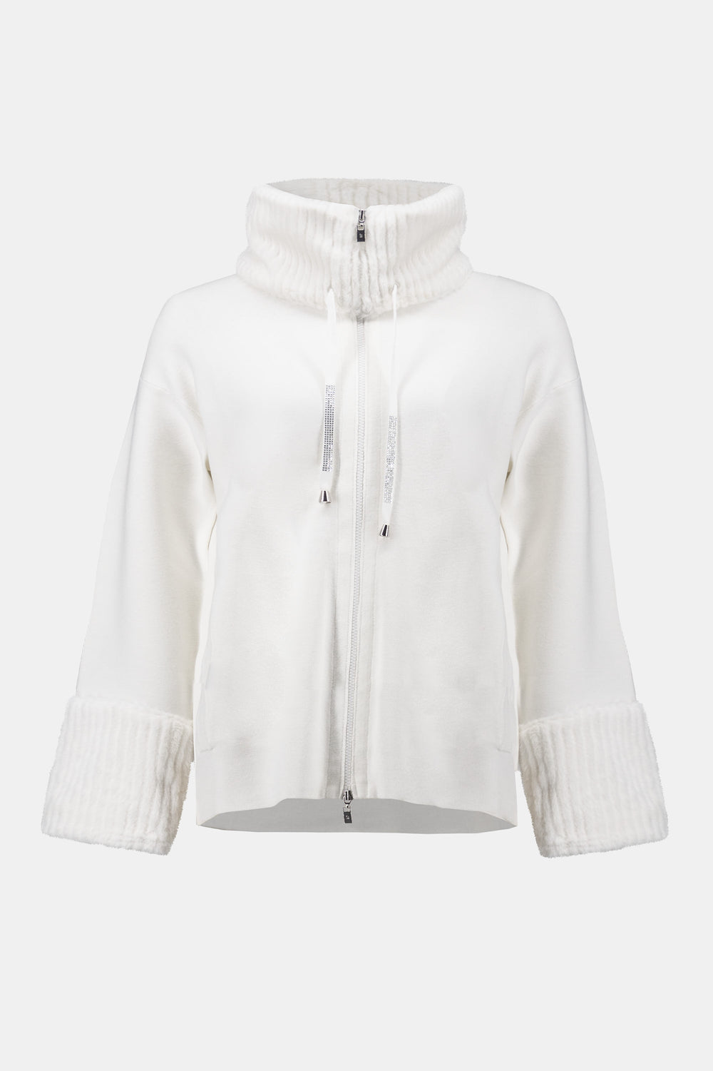 Sweater Knit Coat With Fur Trim
