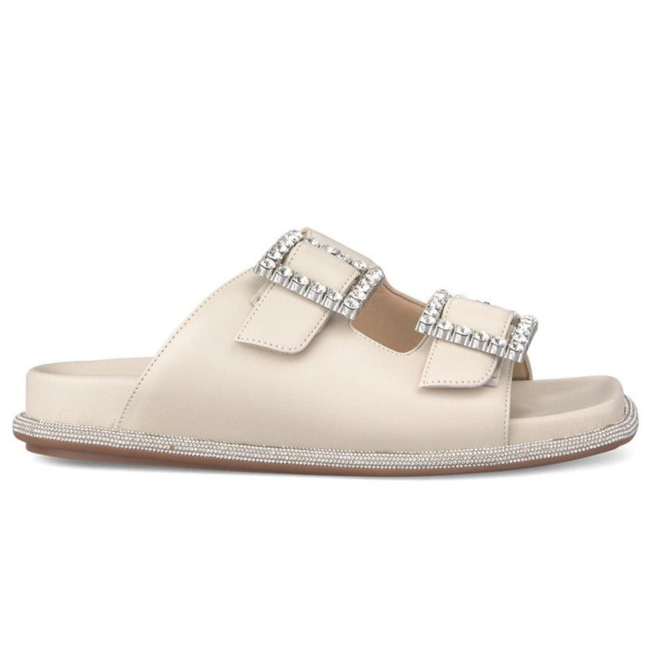 Wide Strap Slipper with Diamanté Buckle