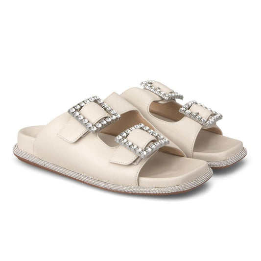 Wide Strap Slipper with Diamanté Buckle