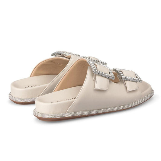 Wide Strap Slipper with Diamanté Buckle