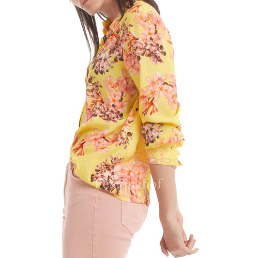 Marc Cain Yellow Silk Floral Print  Blouse RC51 03 W70