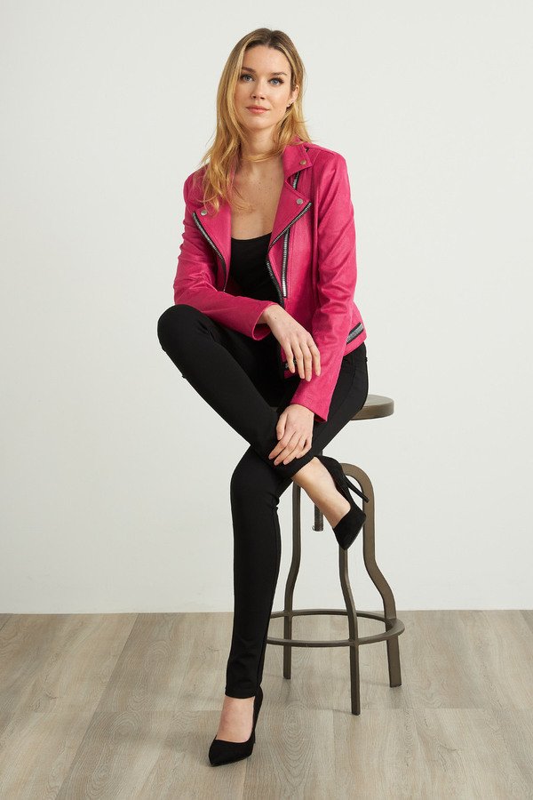 Pink Biker Jacket with Zip Details 211954 - Lucindas on-line