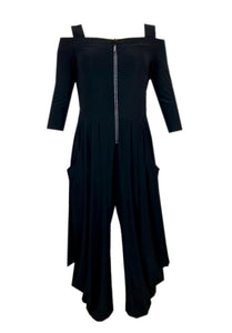 Black Off-shoulder Harem Style Jumpsuit 176080