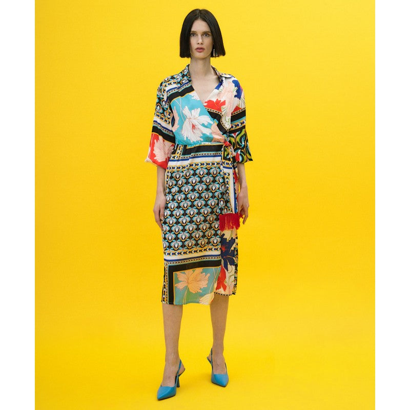 Floral Pattern Wrap Dress 33-3347