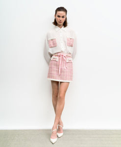 Tweed Mini Lurex Skirt with Rhinestone Button 33-6029
