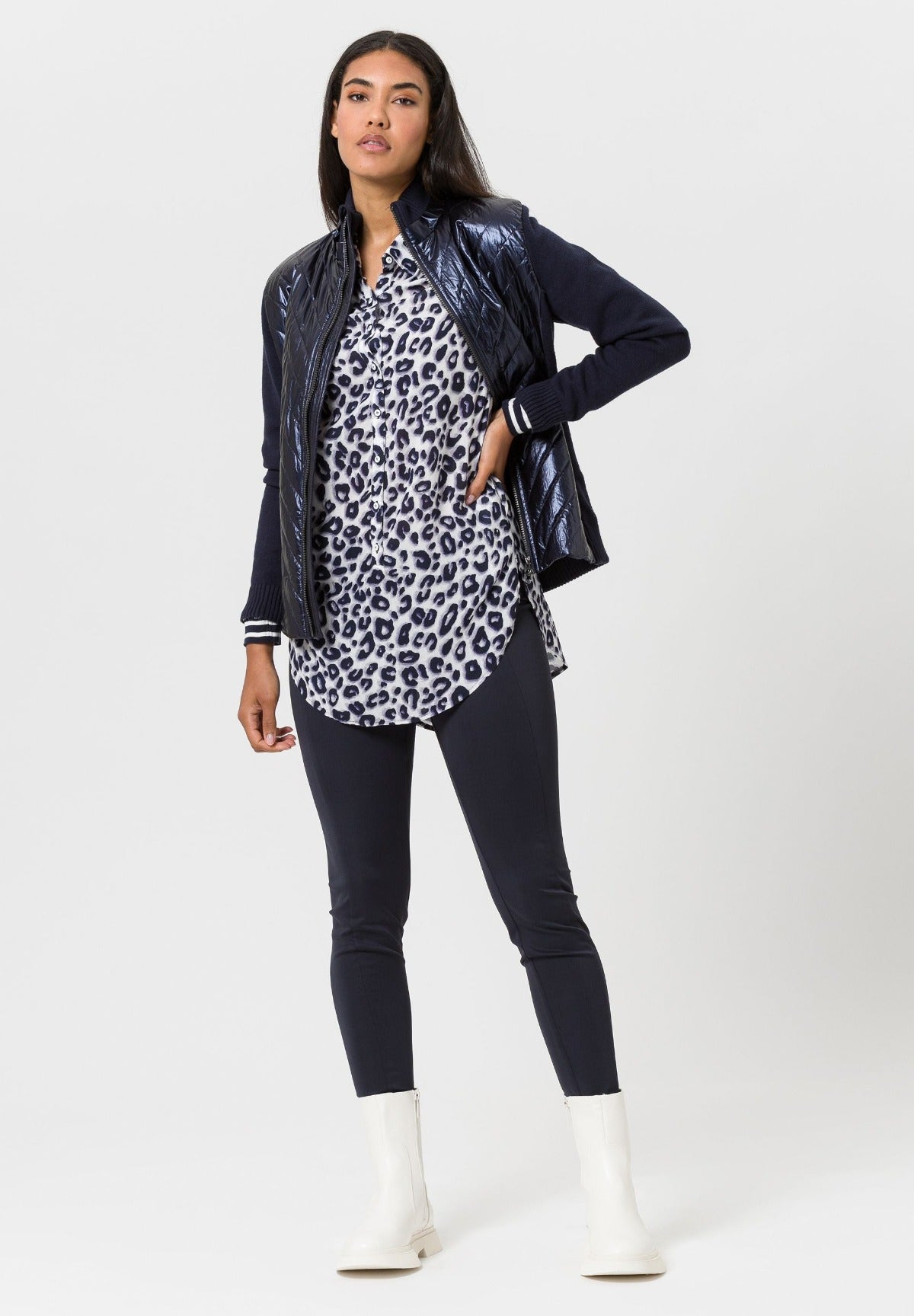 Navy Quilted Cardigan 455057