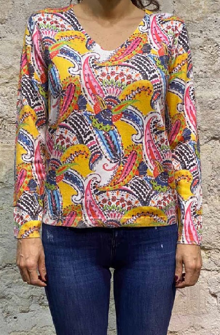 Vibrant Paisley Print Jumper KH415 - Lucindas on-line