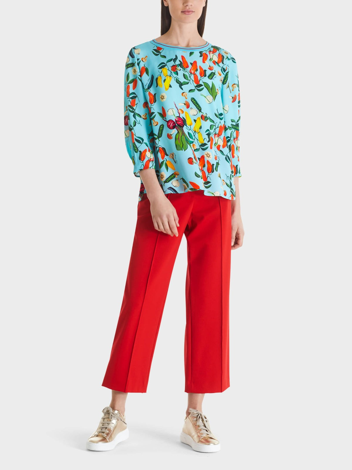 Silk Blouse-style top with veggie print