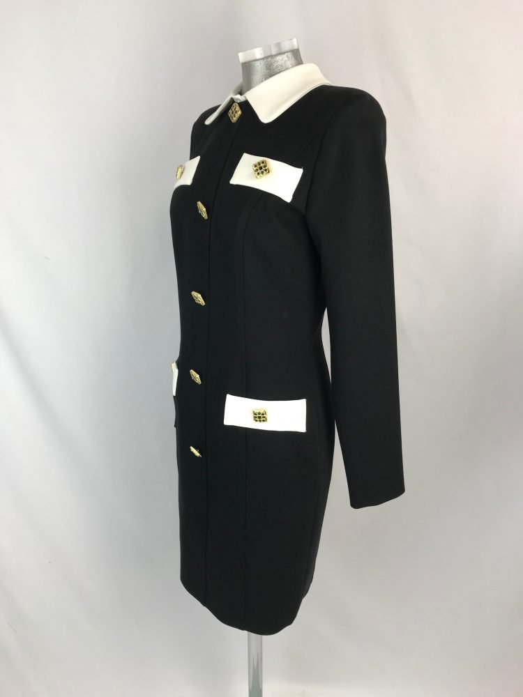 Black Dress with White Contrast 99018 - Lucindas on-line