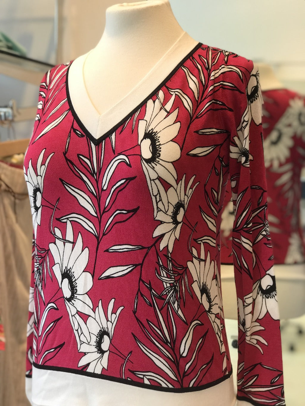 Leo & Ugo Fuschia Floral Print Jumper - Lucindas on-line