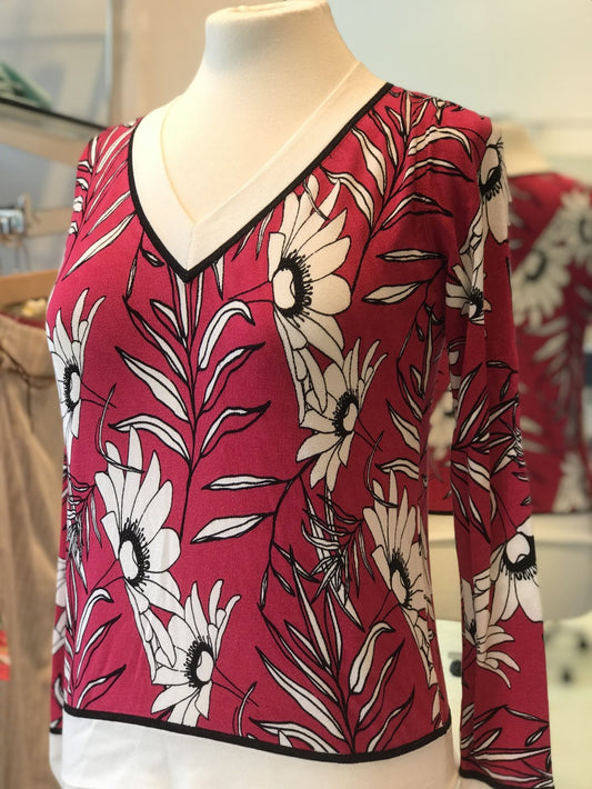 Leo & Ugo Fuschia Floral Print Jumper - Lucindas on-line