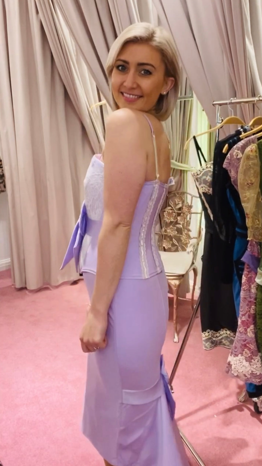 Vintage pastel purple 50s pencil skirt with bow - Lucindas on-line