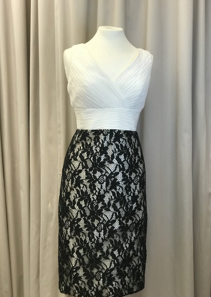 John Charles monochrome lace dress with silk bolero 25320 - Online exclusive promo price - Lucindas on-line