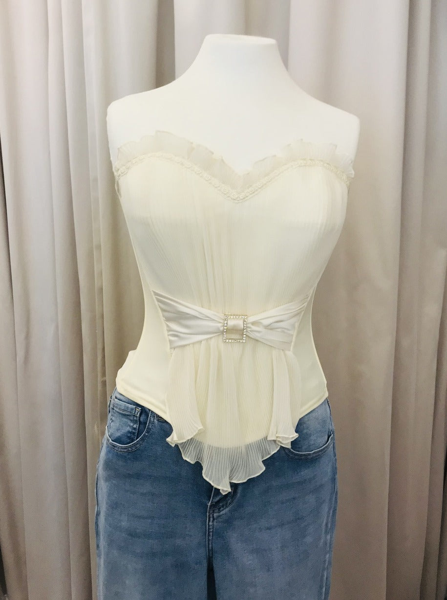 Ivory strapless vintage bespoke corset - Lucindas on-line