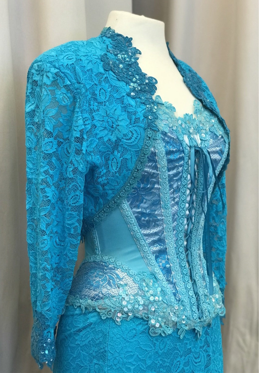Turquoise vintage lace bolero jacket - Lucindas on-line