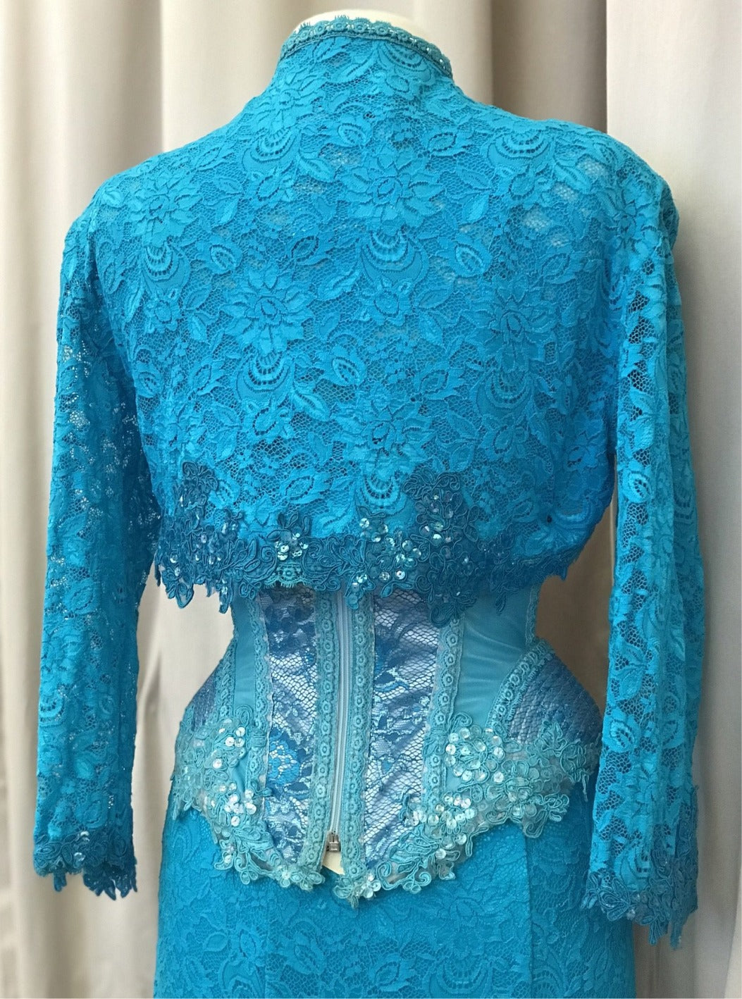 Turquoise vintage lace bolero jacket - Lucindas on-line