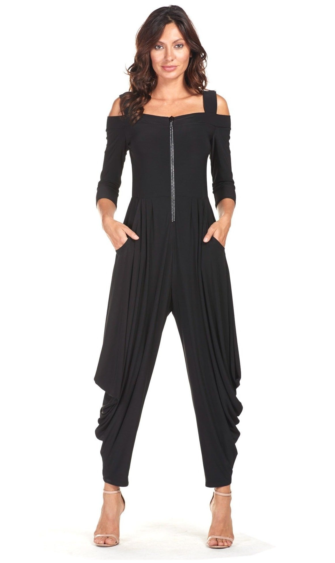 Black Off-shoulder Harem Style Jumpsuit 176080 - Lucindas on-line