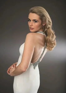 Pia Michi White Embellished Back Gown 1615