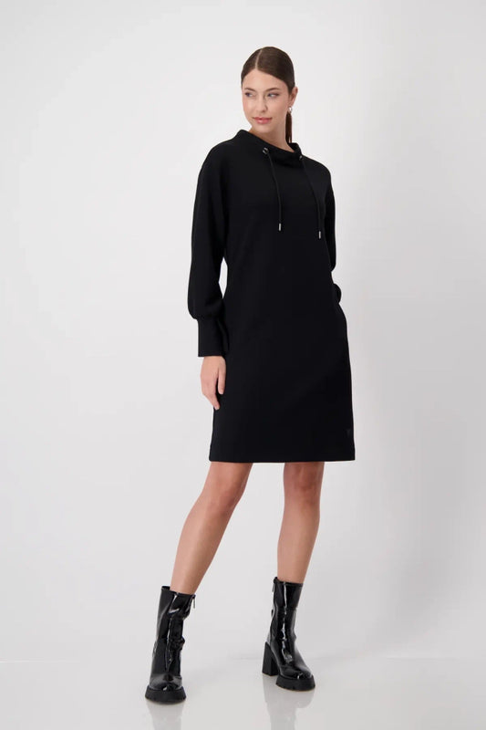 Black Stand Up Collar Dress 808158