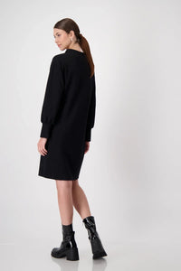 Black Stand Up Collar Dress 808158