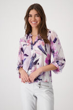 Load image into Gallery viewer, Smoked Purple Floral Pattern Blouse 409162
