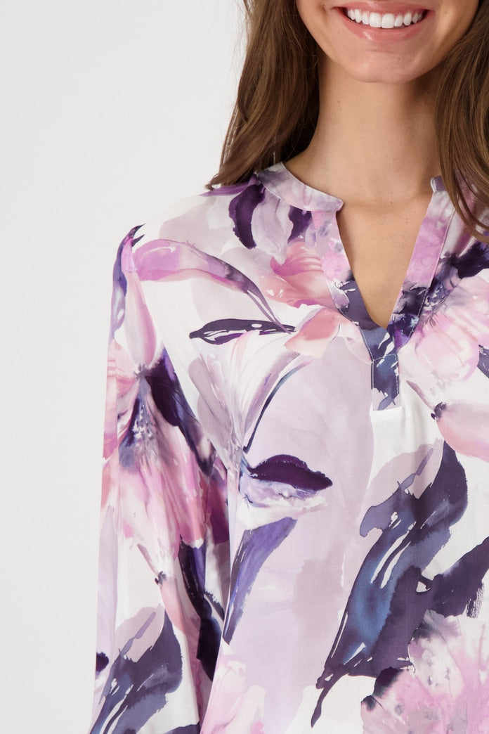 Smoked Purple Floral Pattern Blouse 409162