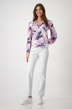 Load image into Gallery viewer, Smoked Purple Floral Pattern Blouse 409162
