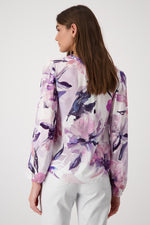 Load image into Gallery viewer, Smoked Purple Floral Pattern Blouse 409162
