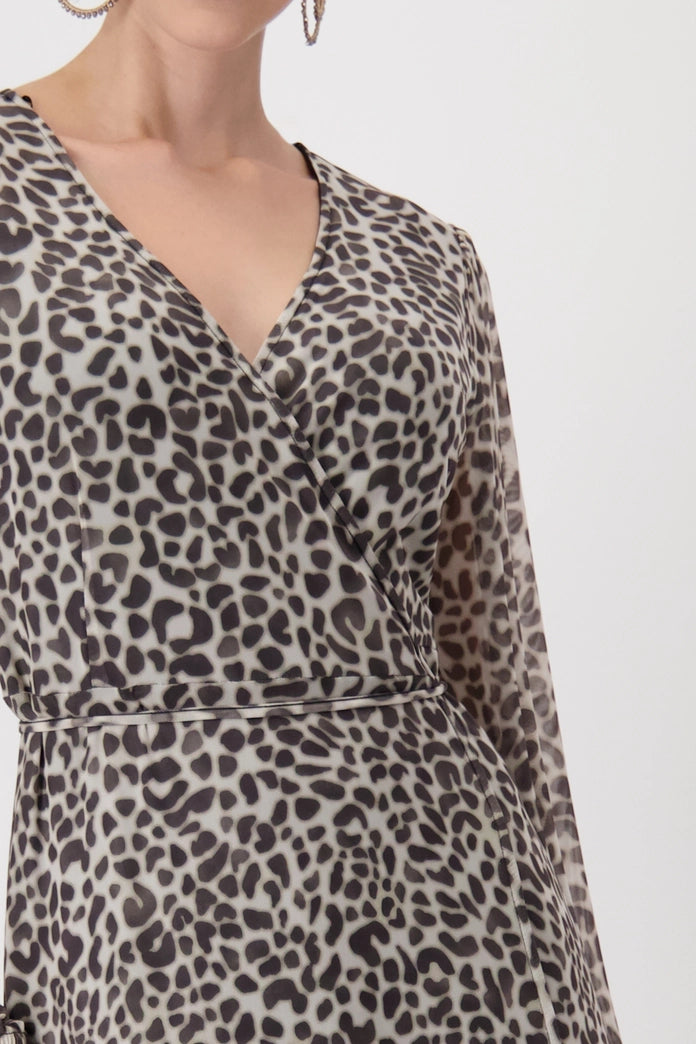Monari Mesh Wrap Dress with Leopard Pattern 409201