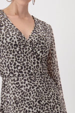 Load image into Gallery viewer, Mesh Wrap Dress with Leopard Pattern 409201
