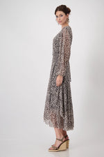 Load image into Gallery viewer, Mesh Wrap Dress with Leopard Pattern 409201

