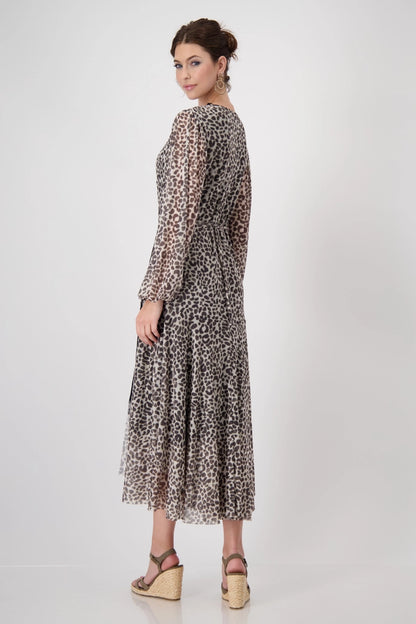 Monari Mesh Wrap Dress with Leopard Pattern 409201