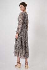 Load image into Gallery viewer, Mesh Wrap Dress with Leopard Pattern 409201
