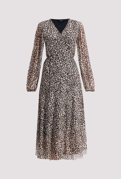 Monari Mesh Wrap Dress with Leopard Pattern 409201