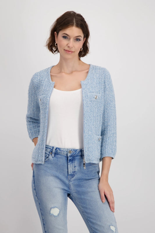 Tweed Shimmer Cardigan with Zip 409286