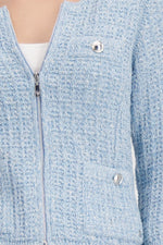 Load image into Gallery viewer, Tweed Shimmer Cardigan with Zip 409286
