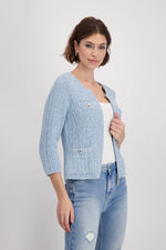Load image into Gallery viewer, Tweed Shimmer Cardigan with Zip 409286
