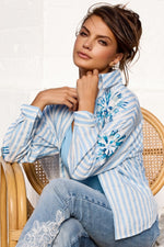 Load image into Gallery viewer, Striped Blouse with Sequins 409145
