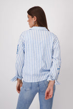 Load image into Gallery viewer, Striped Blouse with Sequins 409145
