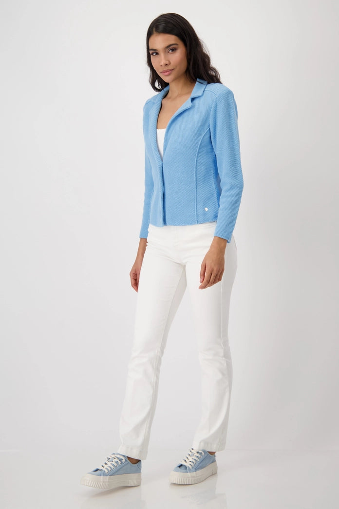 Monari Cotton Knitted Blazer with Rice Grain Pattern 409517
