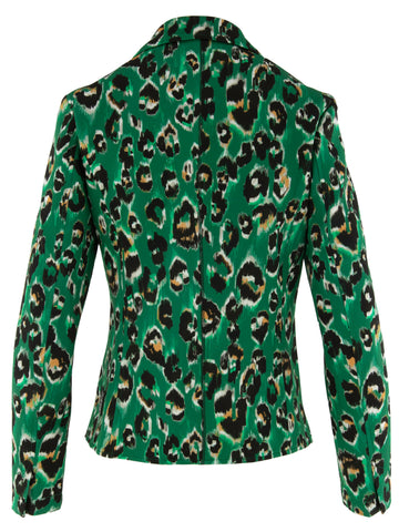 Marc Cain Leaf & Leopard Print A Line Glazed Cotton Dress Sand